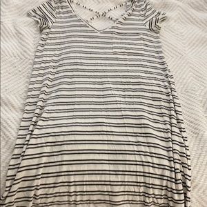 A&E: White and black striped T-shirt dress.